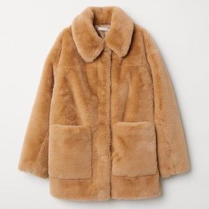 H&M Tan Faux Fur Jacket w/ Pockets